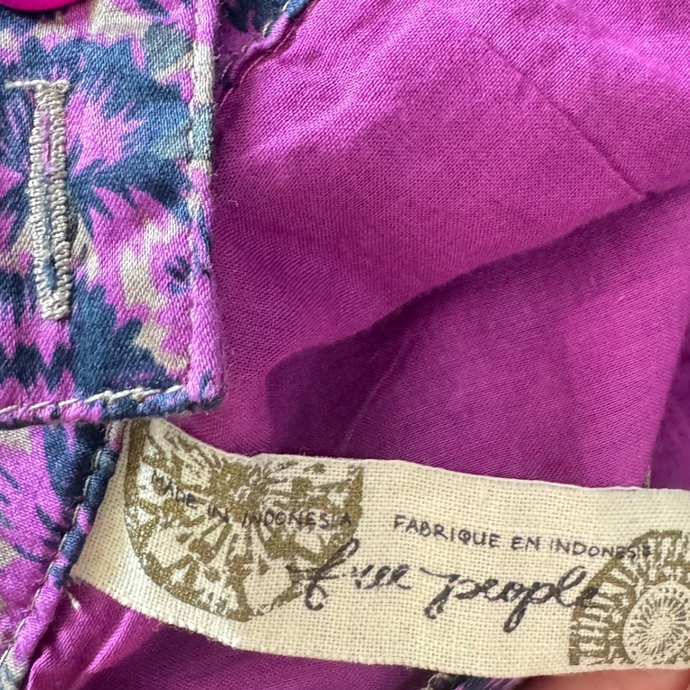 Free People Poppy Petals Purple Floral Smocked Sweetheart Mini‎ Dress - Picture 6 of 7